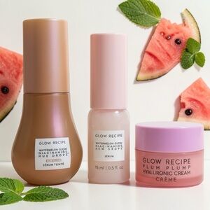 Glow Recipe Skincare Bundle Dew Drops Hue Drops Plum Cream Set NEW